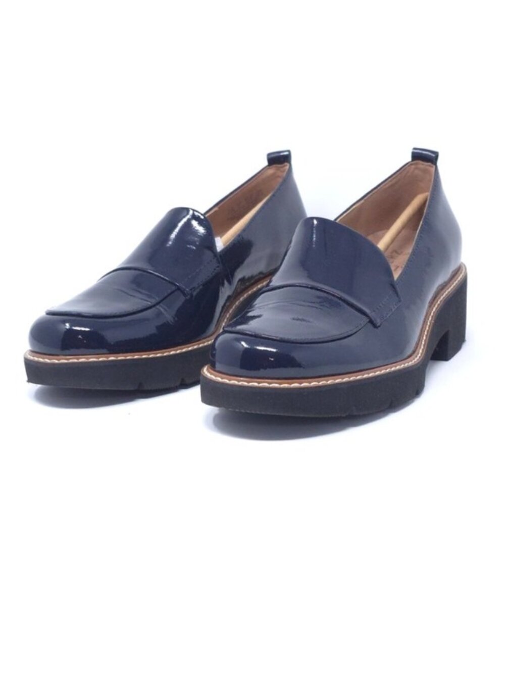 Naturalizer Darry Navy Patent Leather Loafers 6.5W Wide Comfort Shoes